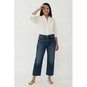 Oliver Logan High Rise Wide Leg Crop Jeans Raw Hem Size 26P